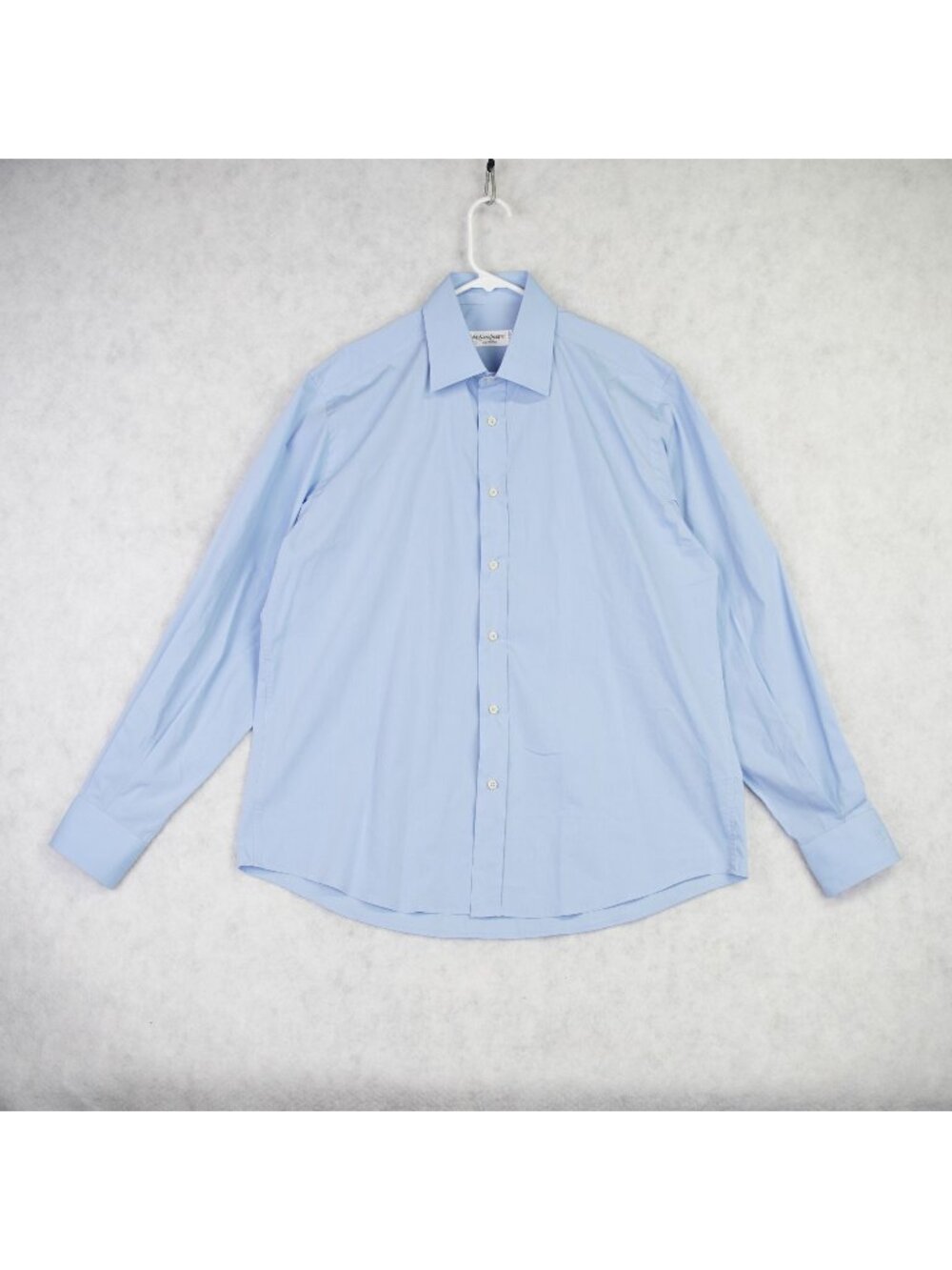 Yves Saint Laurent Mens Light Blue Long Sleeve Dress Shirt Cotton Size 17.5-44